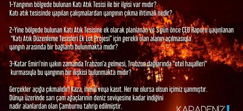 Sürmene Çamburnu Yangınıyla İlgili 3 Soru / 09.01.2017