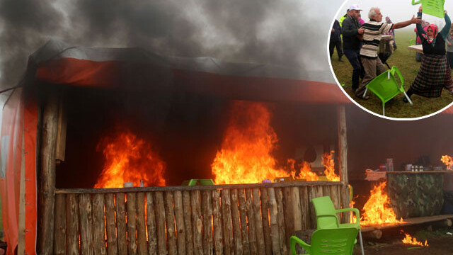Rize’de yaylada mera işgal kavgası çıktı, çadır ateşe verildi