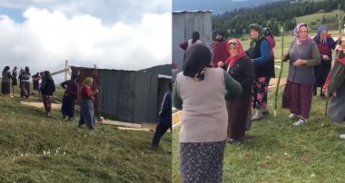 Trabzon Haçka yaylasında kaçak yapılan evleri kadınlar yıktı