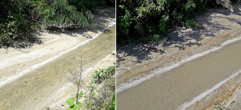 Dereye atık bırakan beton santrali şikayet edildi